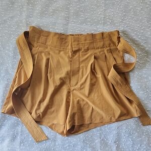Athleta Tan High Waist Shorts with Pleated Front